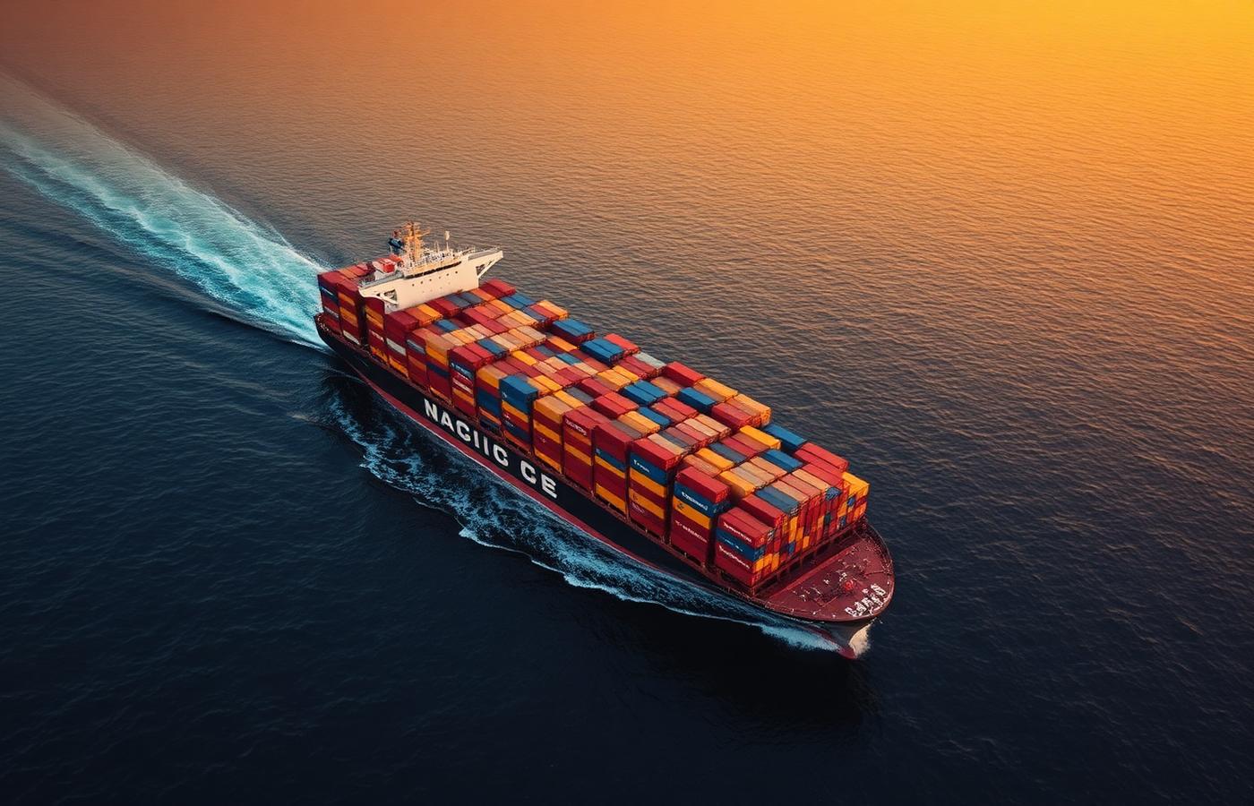 Container ship departing an Indian port