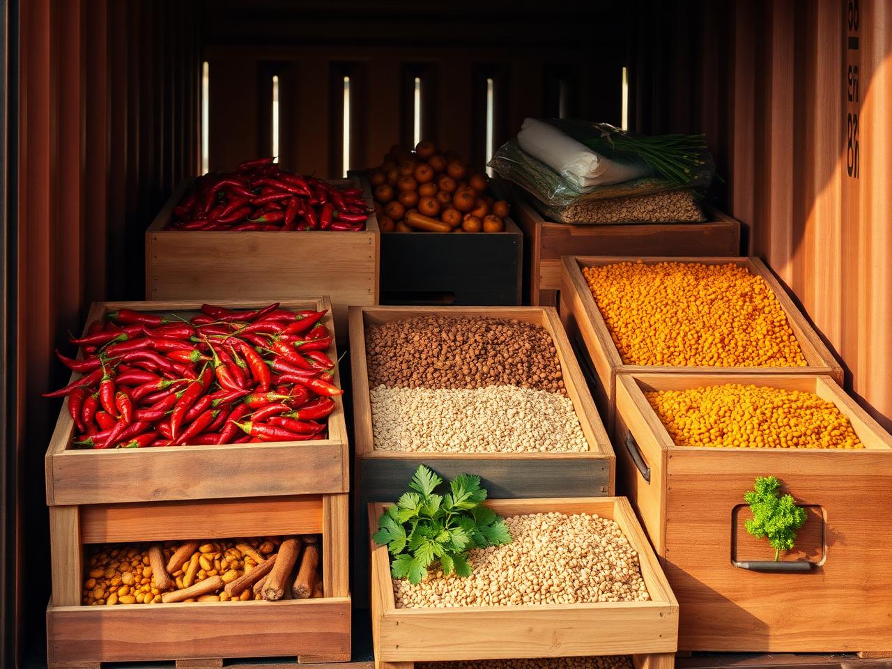 Export cargo being prepared for international shipment